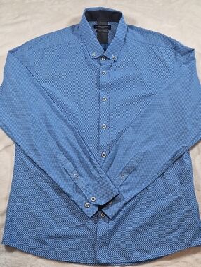 Classic Blue Micro-Pattern Dress Shirt